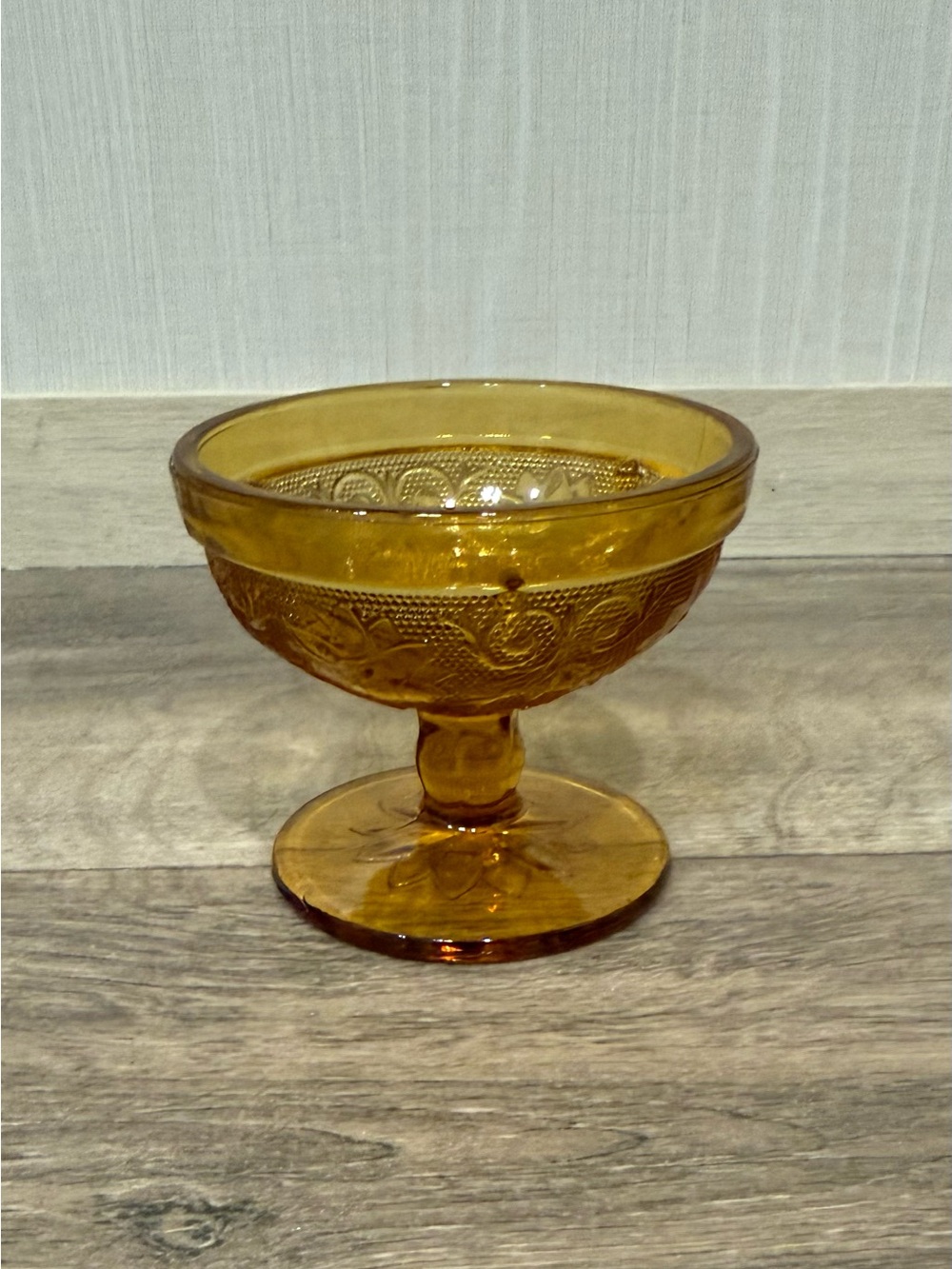 Indiana Glass Tiara Sandwich Patter Amber Fairy Lamp Base Only